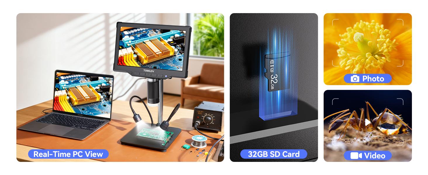 TOMLOV DM10 10.1" Digital Microscope: 1080P 1200X HD IPS Coin Microscope Magnifier for Error Coins with Light, 16MP LCD Soldering Microscopes for Adults with Screen, PC View, 32GB TOMLOV DM10 10.1" Digital Microscope: 1080P 1200X HD IPS Coin Microscope Magnifier for Error Coins with Light, 16MP LCD Soldering Microscopes for Adults with Screen, PC View, 32GB