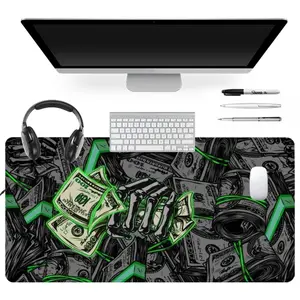 Extra Large Green Money Mouse Pad Graphic Design Gaming Mouse Pad 35x16 Inch Computer Keyboard Mousepad Suitable for Families, Offices and Schools. Perfect Gift for Family Members and Friends