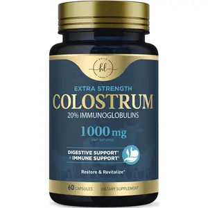 Colostrum Supplement 1000mg - Extra Strength 20% Immunoglobulins, Bovine Colostrum for Gut Health, Digestion & Immune Support, Skin & Hair Growth Support for Women, Bottled in The USA - 60 & 120 Count Capsules Healthcare Fitness
