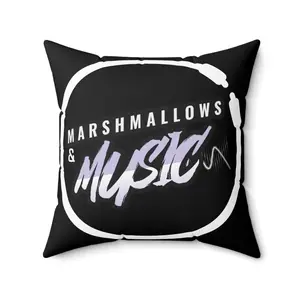 Square Pillow with Marshmallows and Music Theme