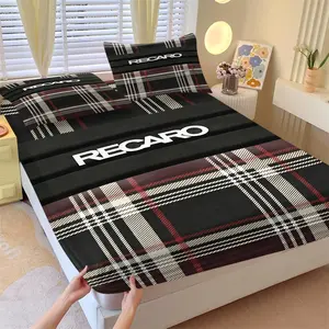 Grid Patterned Bed Sheet, Non Slip, Secure Fitted Sheets, Dust-Proof And Soft Bedding For Bedrooms And Dormitories, Suitable As a Moving Or Valentine's Day Gift, Including 1 Bed Sheet And 2 Pillowcases