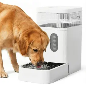 2.2 Gallon Automatic  Water Bowl Dispenser 8.5L Gravity Water Feeder with Stainless Steel Bowl & Maifan Stone Filter,  for for Cats and Dogs (White, 2.2 Gallon)