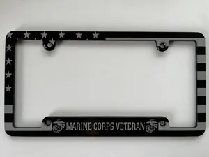 Marine Corps Veteran American Flag Billet Aluminum License Plate Frame