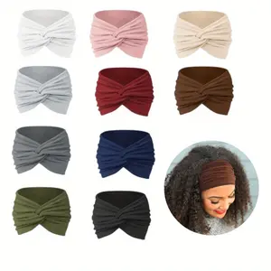 10PCS Headbands for Women, Elastic Non Slip Turban Hair Band, Knotted Cross Wide Yoga Running Workout Sport Sweat Hair Wrap for Girls Hair Accessories