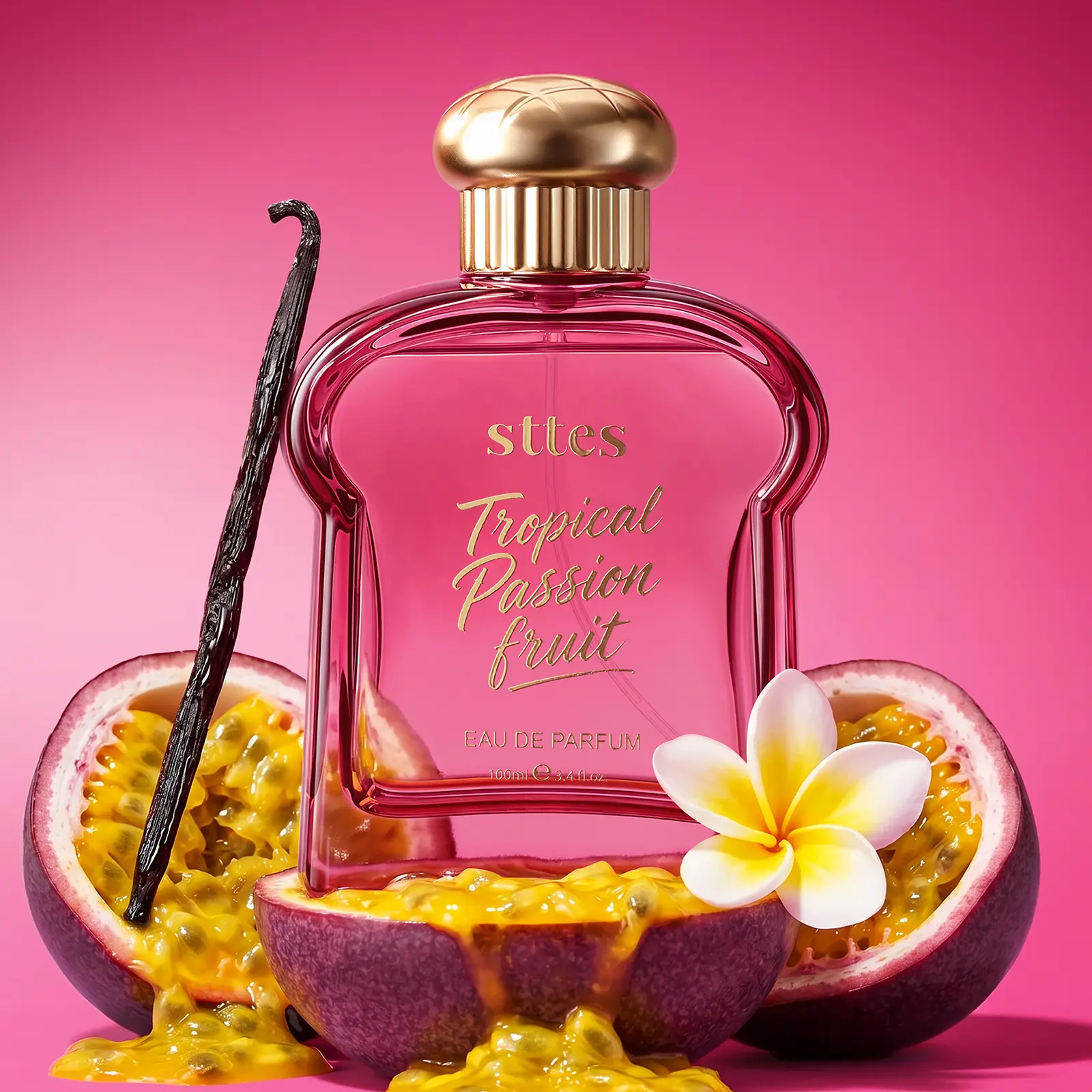 Sttes Perfume Tropical Passion Fruit Eau de Parfum, Long Lasting Women's Perfume with Passion Fruit Frangipani Mango Orange & Vanilla Scent, Fruity Gourmand Fragrance Gift for Women, 100ml / 3.4 Fl Oz