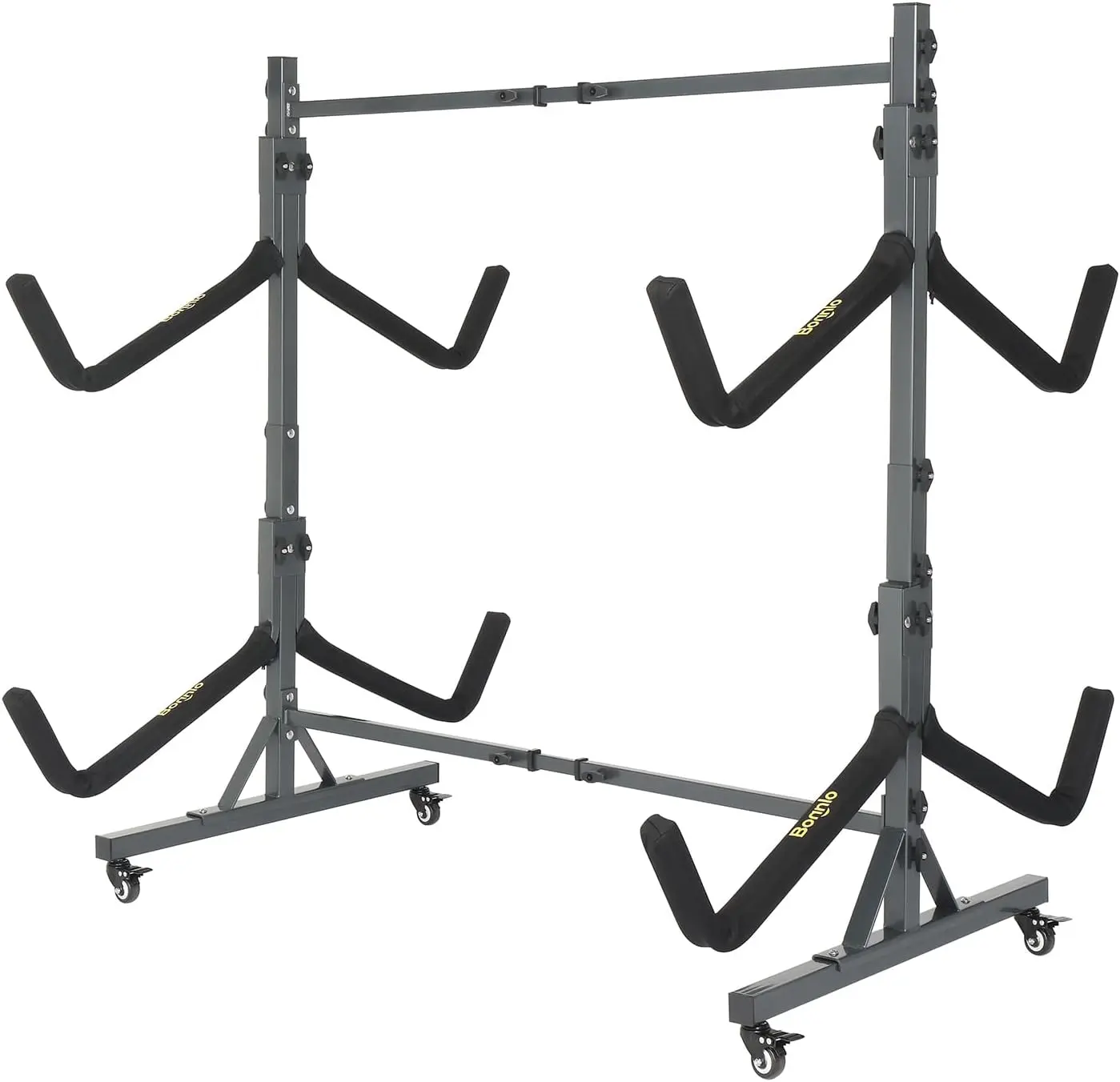 Bonnlo Kayak Stand Freestanding Storage Rack for Kayak Canoe Boat Paddle Board SUP Surfboard for Indoor Outdoor Garage, Shed, Dock with Lockable Wheels Wide Adjustable
