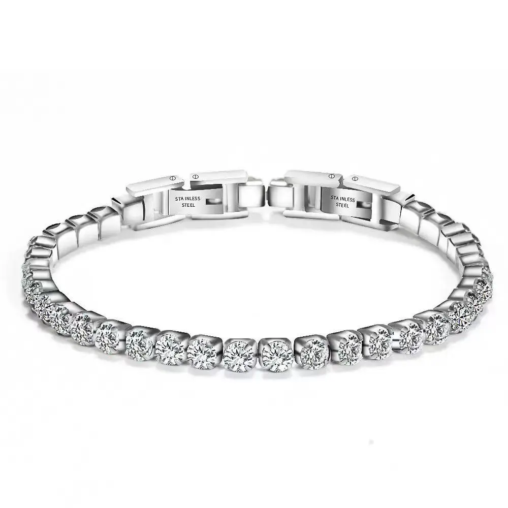 Women's Elegant Minimalist Bracelets & Bangles - High-Quality Stainless Steel, CZ Stone, Handmade Silver, Waterproof, Hypoallergenic Jewelry, Gift Option