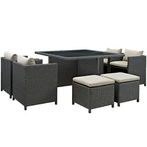 Modway Sojourn 9 Piece Outdoor Patio Sunbrella® Dining Set