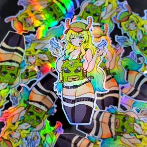 Kobayashi Dragon Maid Agent Lucoa Holographic Sticker - Perfect for Office Stationery Supplies