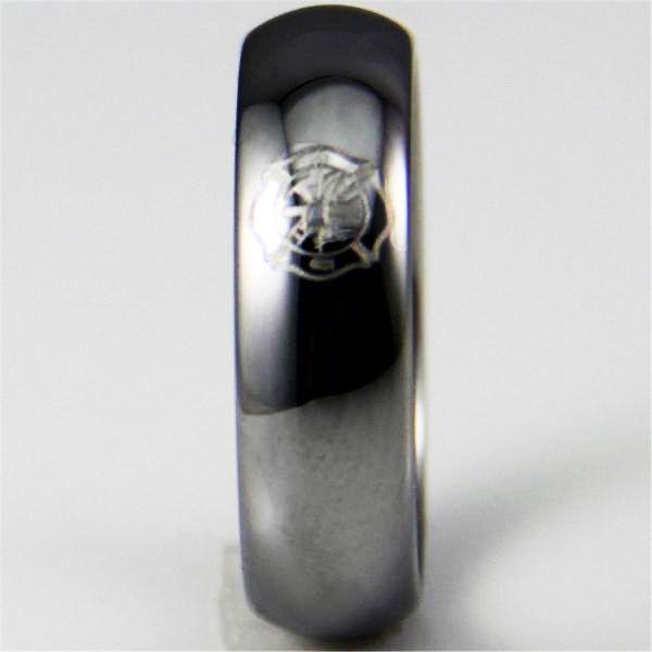 Silver Tungsten Slim Firefighter's Ring