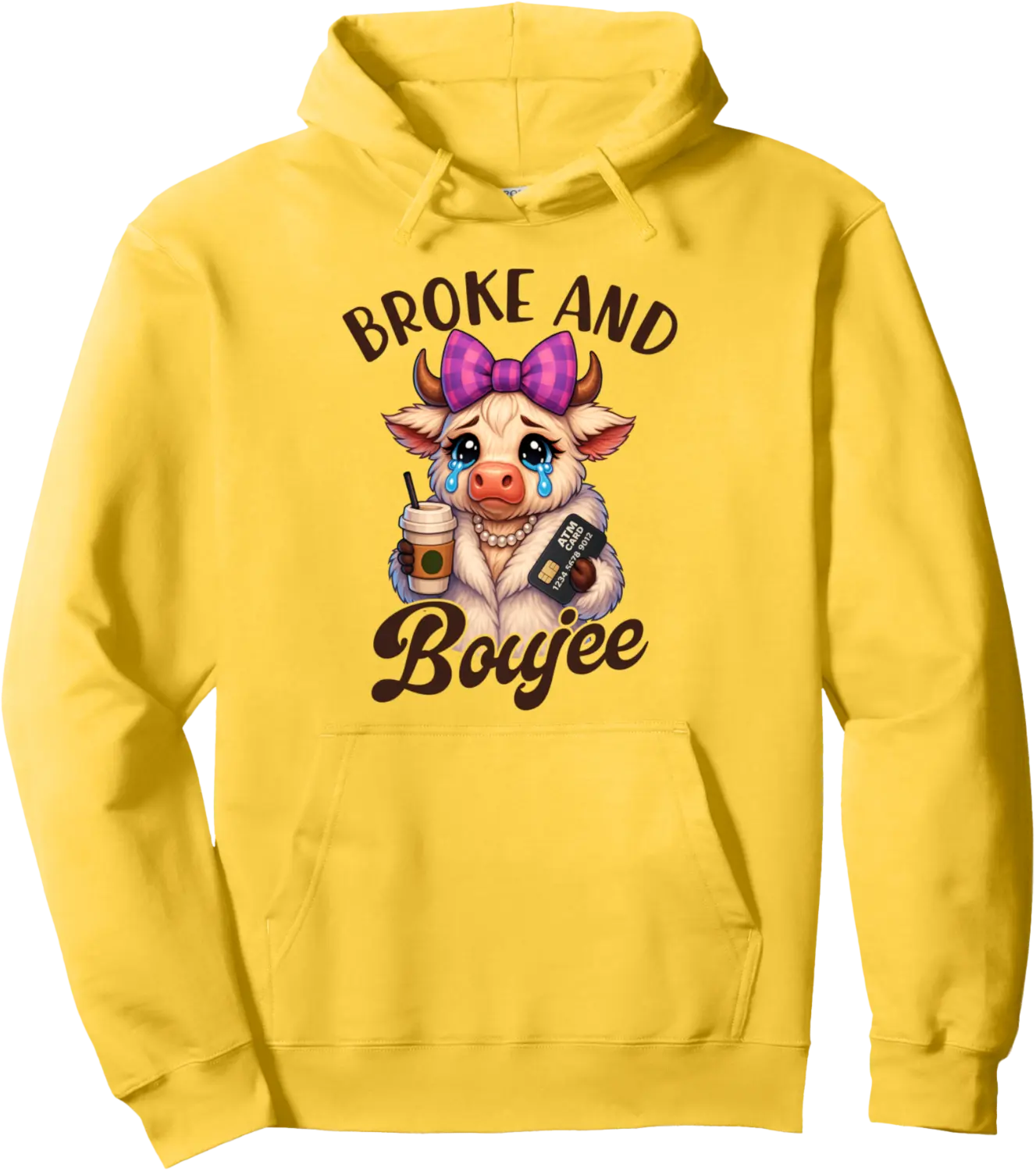 Highland Cow Coquette Bow Farm Life Howdy Broke & A Boujee Pullover Hoodie - Anarosavill Shop 60B0FC6JVSTY