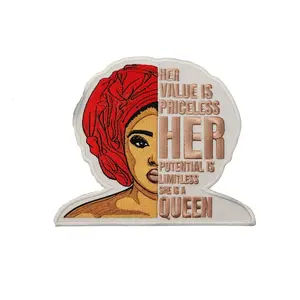 Patch Party Club, "Her Value is Priceless" 6" Empowering Queen Patch, Iron-on Backing, (1-pc) Embroidered Applique for Clothing