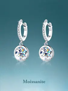 Elegant Moissanite Dangle Earrings for Women, Solitaire Earrings, Sparkling S925 Silver Color, Ideal for Parties, Daily Wear, Gifts, All Seasons Fashion