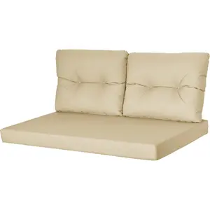 Outdoor Loveseat Cushion Set 46x26 - Waterproof Fade Resistant Couch Cushions - Deep Seat & Backrest Cushions for Bench, Sofa, Swing - Beige