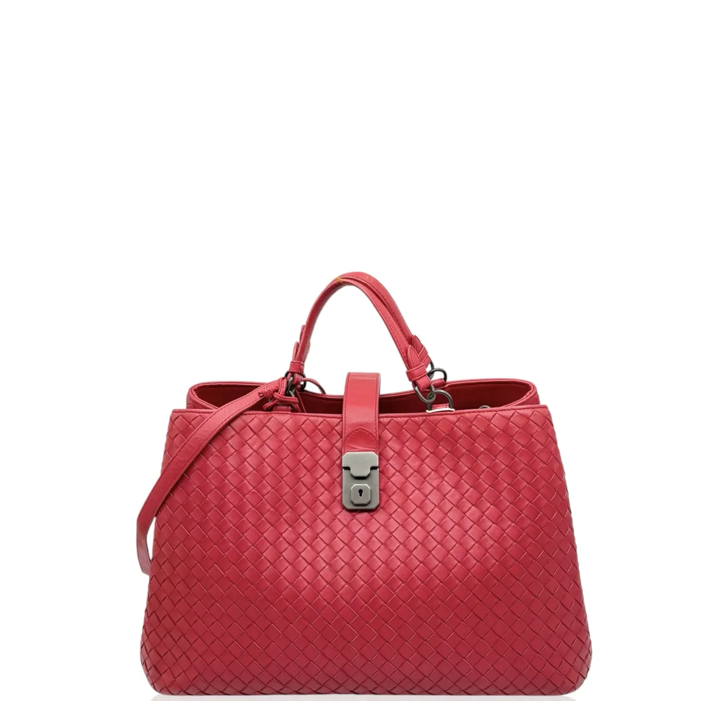 Pre-owned BOTTEGA VENETA Leather tote bags Two Way Bag Calfskin Intrecciato Red (ym012626e1)