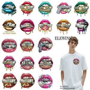 36 Sheets Lip Gold Foil Heat Transfer Vinyl HTV Iron on Patches for Tshirt DIY Decor Printing Sticker