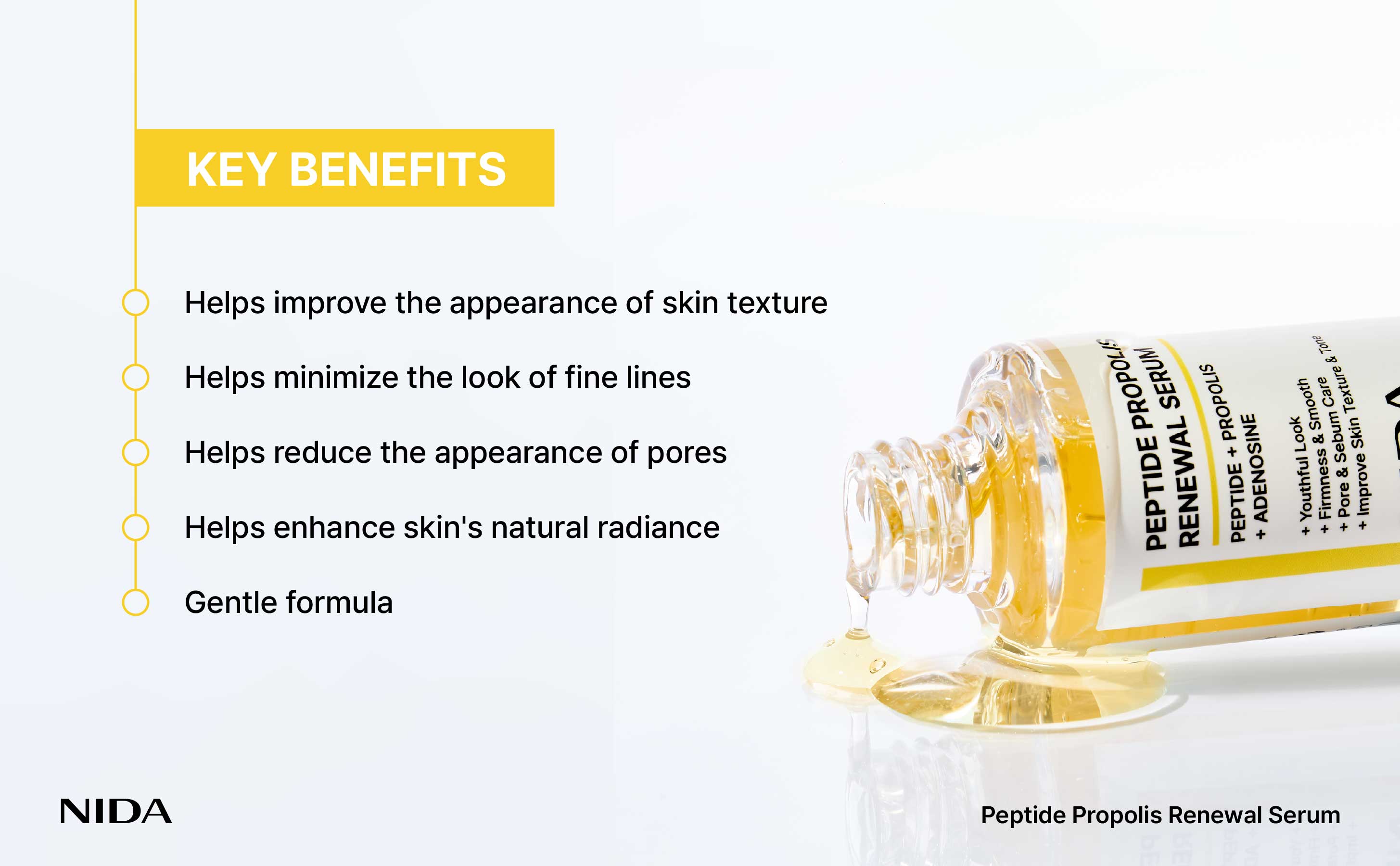 NIDA Hydrating Renewal Serum(s) CICA Hyaluronic acid Peptide Propolis Dry Skin Wrinkles