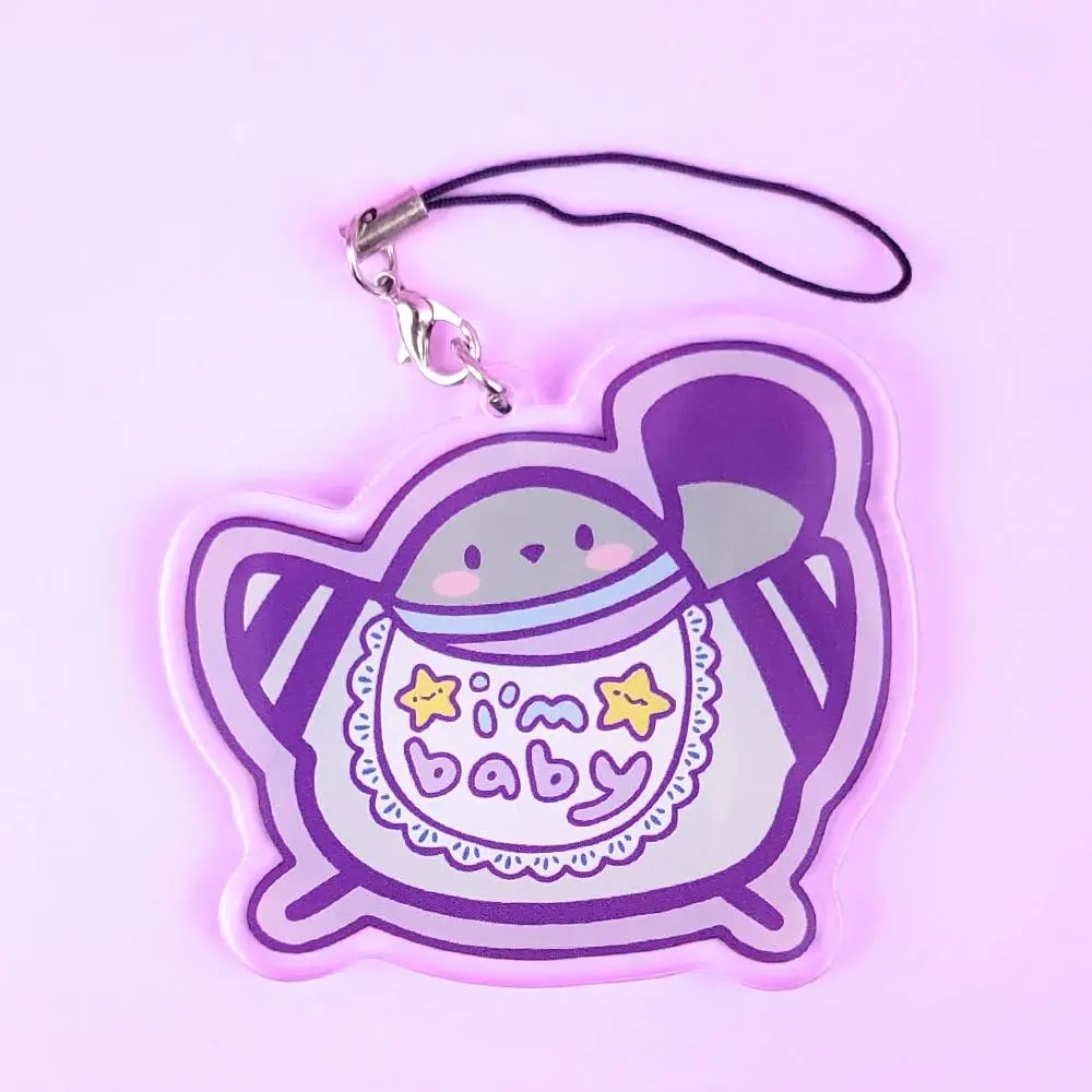Poe the Pigeon - I'm Baby! Acrylic Charm (Purple) - 2.5" Double-Sided Strap Pendant for Fashion Accessories