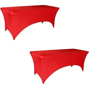 6FT Table Cloth Fitted Tablecloth for 6 Foot Rectangle Folding Tables Stretchy Washable TableCover Spandex Table Covers for,Trade Shows,Wedding,Cocktail,Banquet,Festival,2 Pack