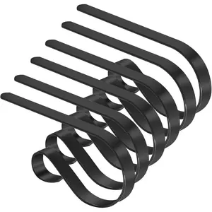 Stocking Holders for Mantle, Christmas Stocking Holder Set of 6, Mantle Clip Fireplace Hooks Hanger for Christmas Party Decoration Supplies (Black)