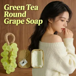 Handmade Green Tea Round Grape Soap Gift Set - Transparent Gemstone Design, Gentle Cleansing for Dry Skin