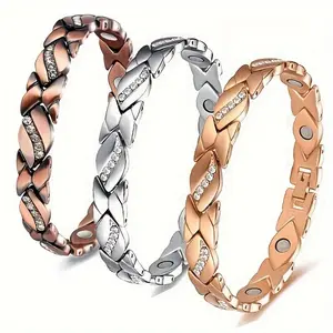 Stylish Elegant Ladies Pure Copper Bracelet, Creative Strong Magnetic Bracelet With 3500 Magnets, Magnetic Copper Adjustable Bracelet, Women's Magnetic Copper Bracelet Wearable