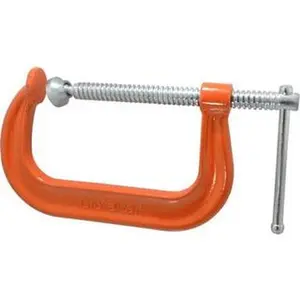 Gibraltar Forged Steel Regular-Duty C-Clamp, 6" Max Opening, 0" Min Opening, 3-1/4" Throat Depth, 6600 Lb High Capacity, Model CCM00397-1-ORN