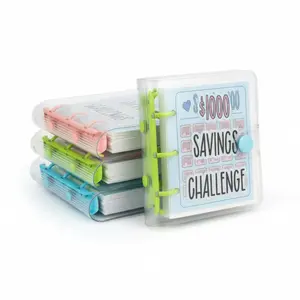 1000 Dollar Savings Challenge Book For Budgeting Cash Money Organizer 3-Ring Binder Clear PVC Cover Durable Metal Rings