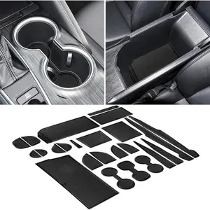 Customized Liners for Toyota Camry Accessories 2018-2022 2023 Cup Holder Insert Liner Center Console Liner Glove Box Mats Inserts Non-Slip Mats Pad 24-PC Set (Black Trim)
