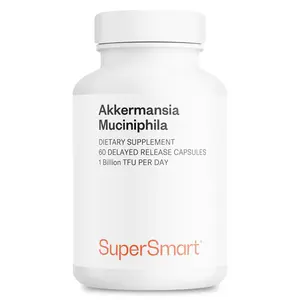 Supersmart - Akkermansia Muciniphila Postbiotic 1 Billion Non-Living Cells per Day (Maximum Strength) - GLP-1, Digestive & Gut Health Supplement | Non-GMO & Gluten Free - 60 Delayed Release Capsules