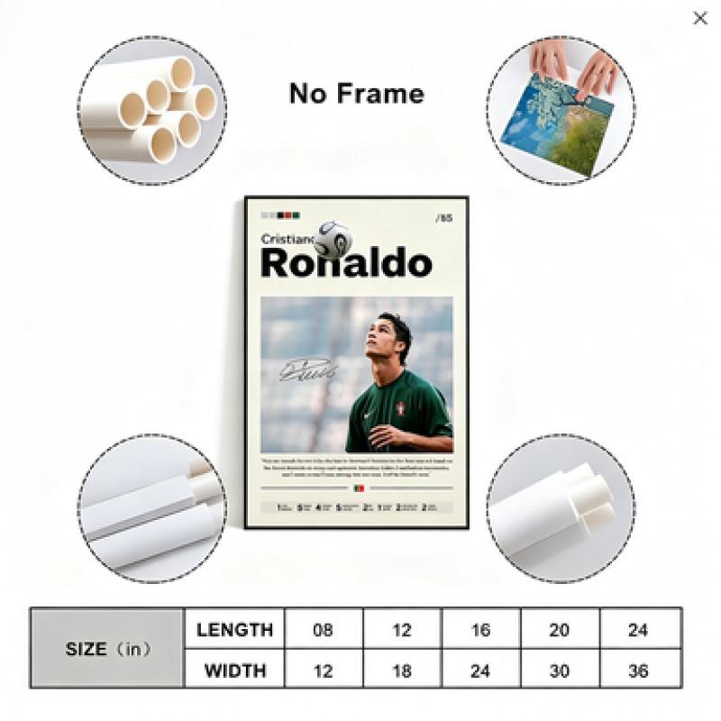 Cristiano Ronaldo Poster UNFRAMED , Soccer Print, CR7 Print Decor, Football Legend, Ronaldo Portugal Print, Sports Wall Art, Ronaldo Fan Gift Border Decoration Room boxing Titan On Attack Eco-Friendly