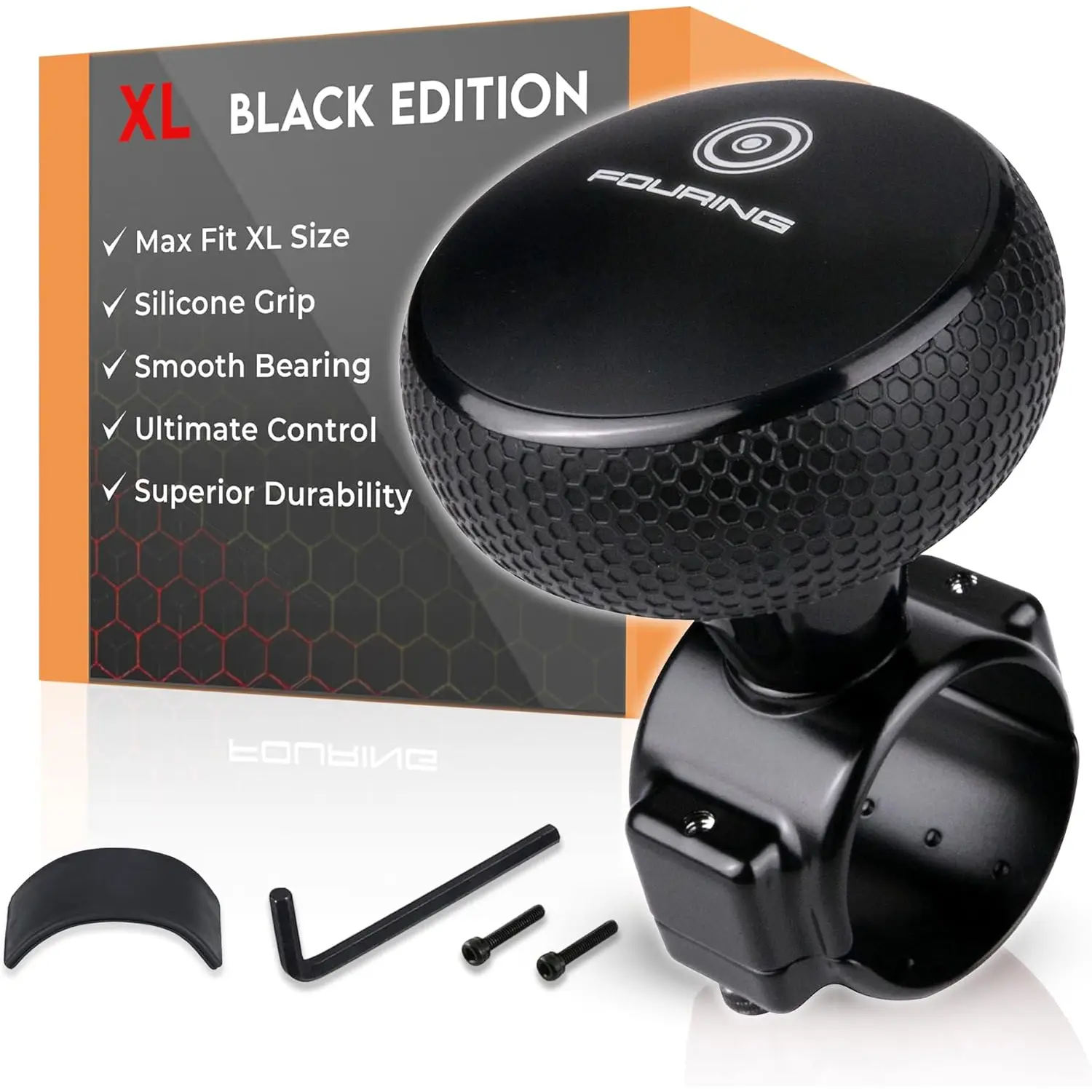 BL Steering Wheel Knob Spinner - Universal Non-Slip Fit, ABS &   Finish  Knob with Metal Ball Bearing - Ideal for , ,  (Large- Black)