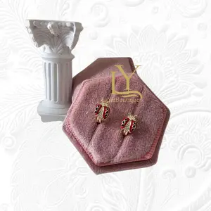 LaYaiBoutique #1023 Ladybug Earrings 14k Gold Plated HIGH QUALITY small size.