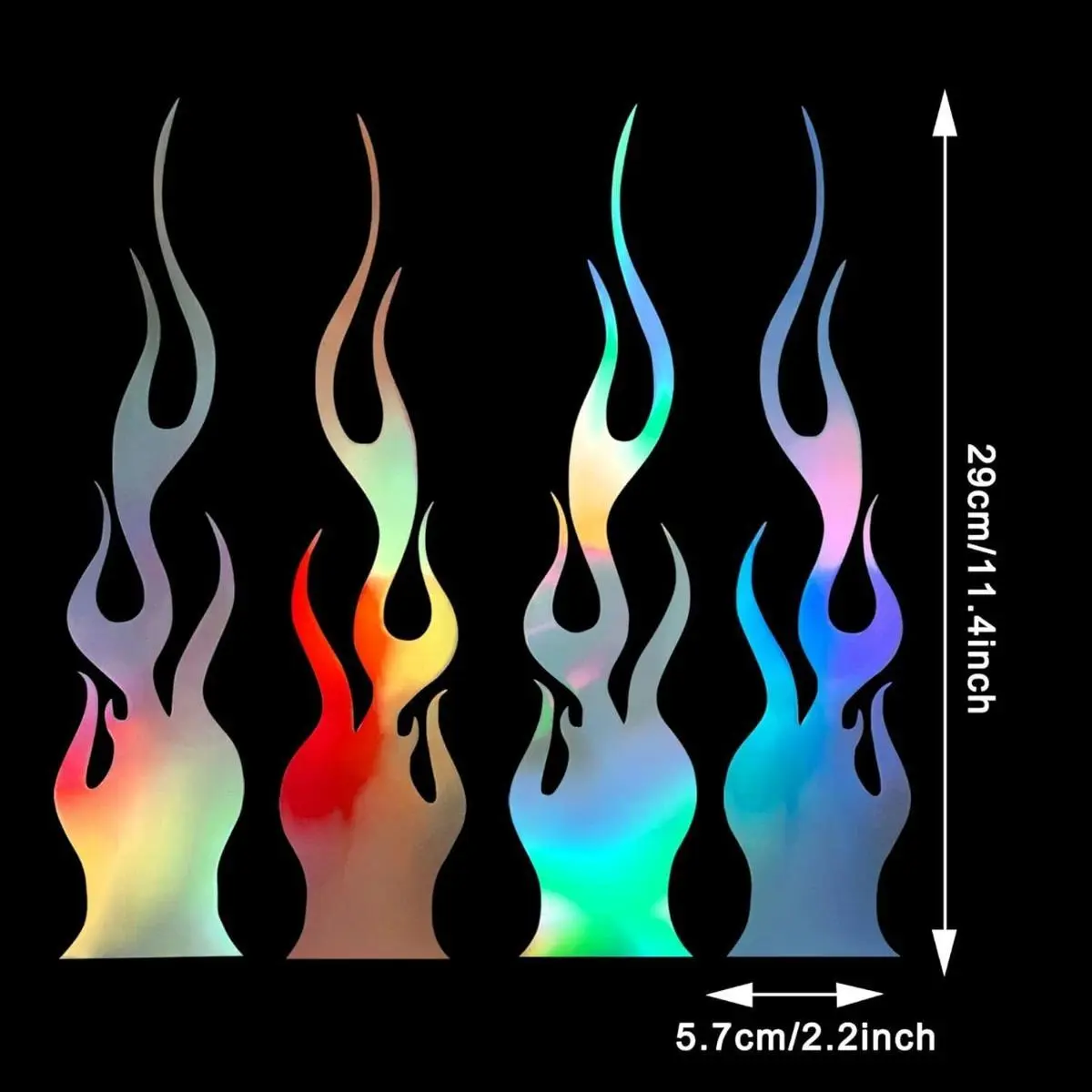 Car Flame Stickers Reflective Racing Design Waterproof UV Protection 7x32cm Universal Fit Auto Accessory for Motorcycle & Sports Cars