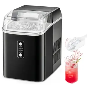 Countertop Ice Maker Machine – 2 Sizes Bullet Ice, Fast 6-10 Mins Ice Making – Portable Compact Ice Machine with Self-Cleaning – For Home, Kitchen, Bar, Office, RV & Party