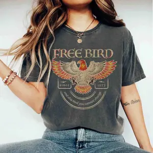 Free Bird T-Shirt, Old School Band T-Shirt, Retro Music T-Shirt, Rock Band, Plus Size Fashion T-Shirt Cotton Top