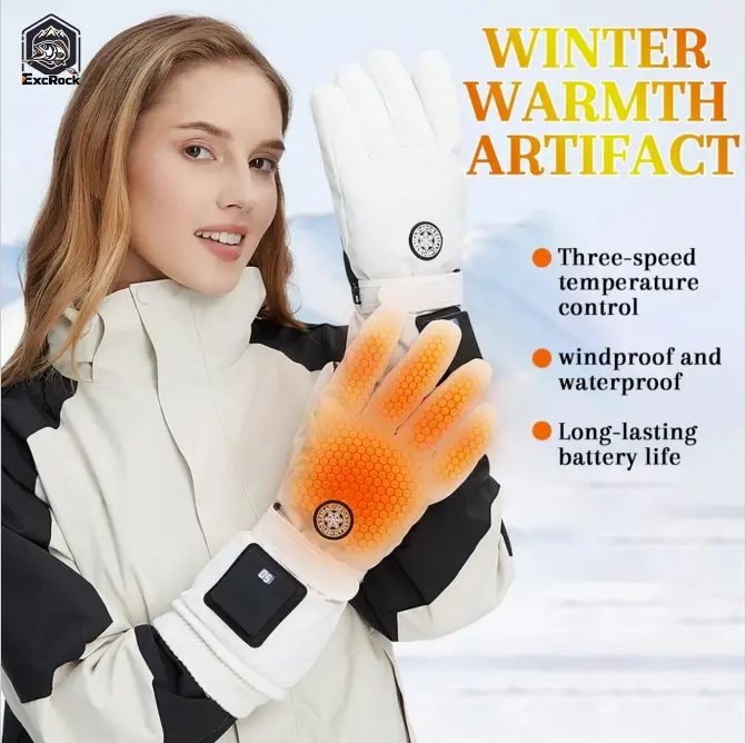 Rechargeable 3 colors to choose, Heated Gloves for Men and Women, Electric Hand Warmers with Battery,  with 3 Temperature Settings,Waterproof Touchscreen Winter Gloves for Skiing, Motorcycle, Hiking & Outdoor Work in Cold Weather