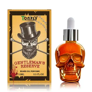 Tonfly Gold Skull Beard Perfume Oil 15ML, Non-Alcoholic Liquid Perfume, Non-Toxic, Single Item, No Allergen, Made in China