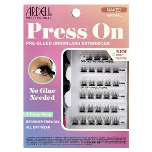 Ardell Press On, Pre-Glued Underlash Extensions, Naked Natural, 30 Pre-Glued Clusters and Applicator