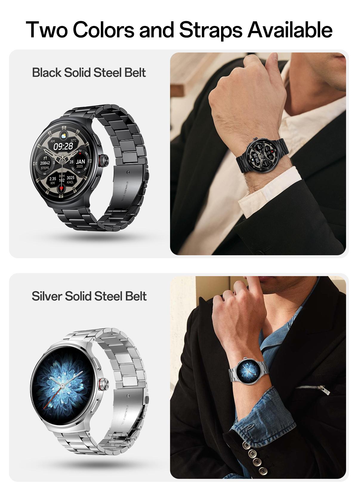 Aolon Prime3 Smart Watch Wearable – Featuring a 1.43" AMOLED Touchscreen, Stainless Steel Design, Bluetooth Calling, 100+ Sports Modes, Health Tracking, Waterproof Build, and iOS & Android Compatibility#fathers day gift#outdoor fun