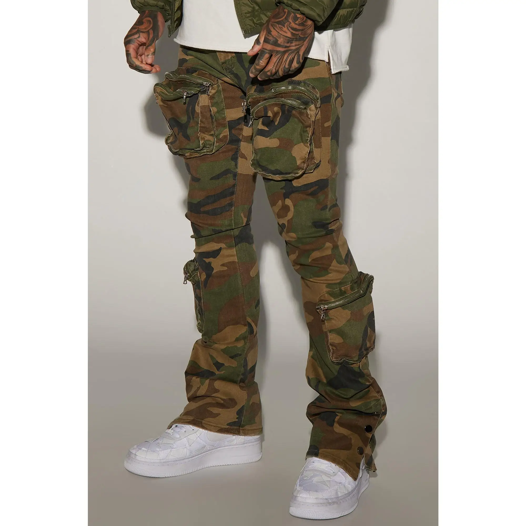 Round Up Stacked Skinny Flare Pants - Camouflage