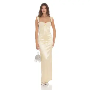 Satin Maxi Dress in Cream