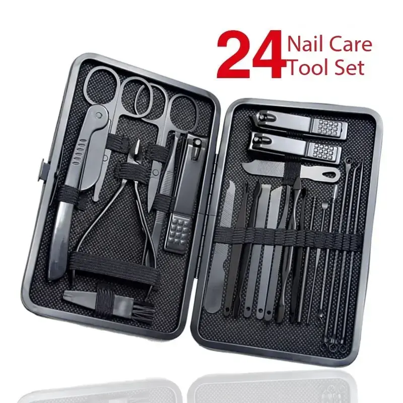 24-Piece Stainless Steel Nail Clipper Set, Complete Manicure Tools Kit, Professional Nail Care Accessories, Durable and Sharp Clippers