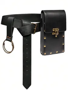 2pcs Steampunk Medieval Style Waist Bag, Viking Leather Phone Wallet, Steampunk Pirate Costume Travel Waist Bag, Suitable For Adult Halloween