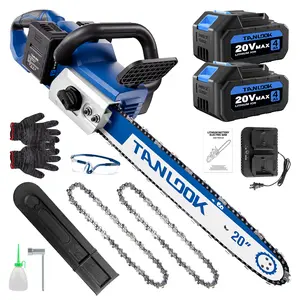 Heavy Duty 20-Inch Cordless Chainsaw, Brushless High-Power Electric Tool with 2 Rechargeable Batteries, Durability, Easy Maneuverability for Garden Yds, Tree & Wood Cutting (for Outdoor Enthusiasts)