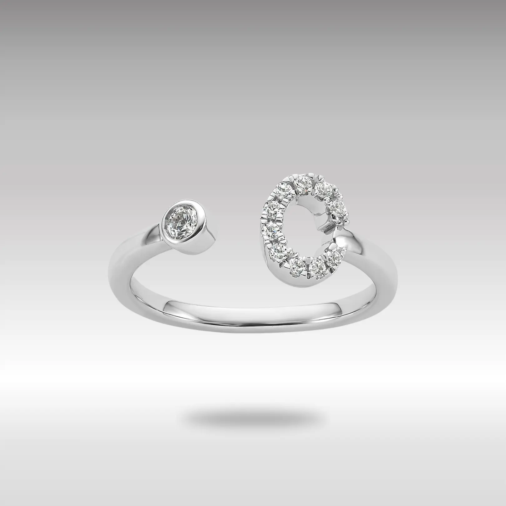 White 14K Gold Lab Grown Diamond VS/SI FGH Initial C Adjustable Ring Model-RM10277C-017-WLG