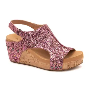 Carley Mixed Berry Glitter Smooth Sandal - Boutique by Corkys