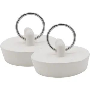 Pack of 2 Rubber Drain Stopper, 1-1/2 Inch to 1-5/8 Inch Bathroom Sink Stopper, Universal Bathtub Drain Plug with Hanging Ring for Bathroom Kitchen Sink Tub Drain
