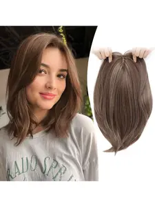 Hair Topper 18inch Clip in Synthetic Hair Toppers for Women with Thinning Hair Layered Big Base Toppers Hair Pieces for Women Natural Look Black