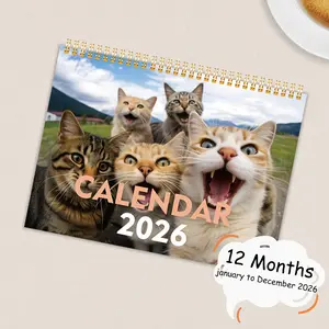 2026 Funny Cat Selfies Wall Calendar, 12-Month Cat Lover Gift, Playful Design, Durable Paper, Home & Office Decor, Daily Display